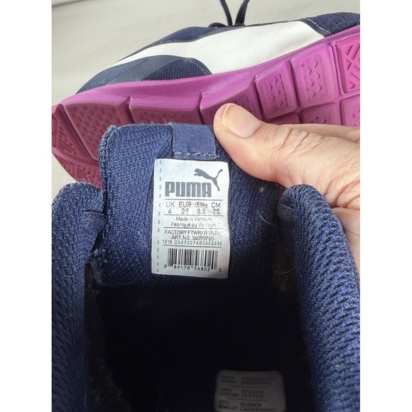Puma Navy White Pink Women's 8.5 Mesh Soft Foam Comfort Insert Running Shoes - Picture 8 of 8